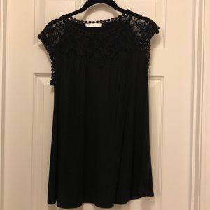 NWOT Black Sleeveless Lace Accent Top